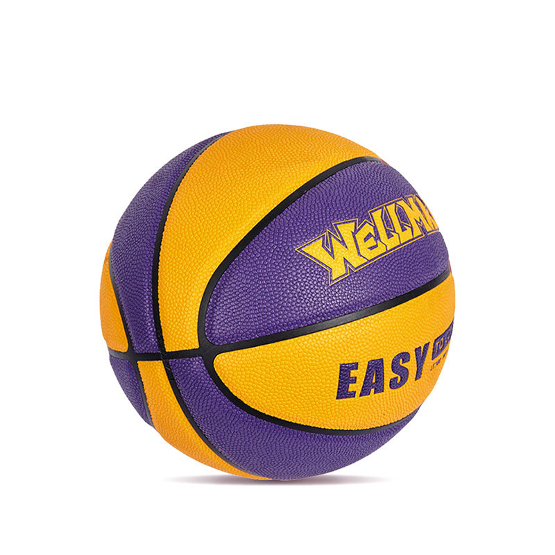 Özel logo renk bloklu nem emici pu deri yumuşak basketbol topu genç yetişkin